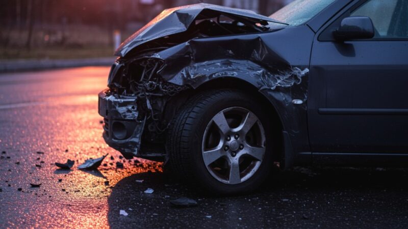 Kolizja na W264: Peugeot zderzył się z BMW, droga zablokowana