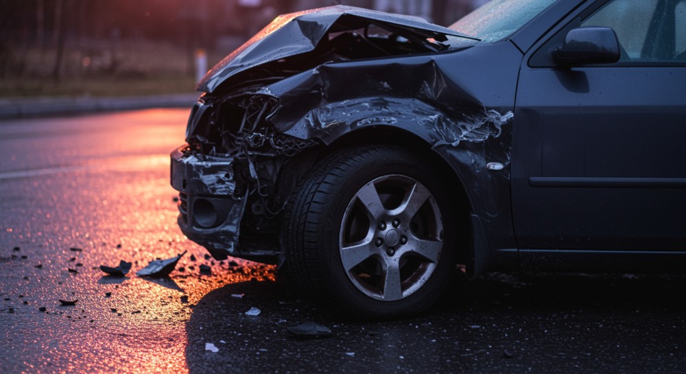 Kolizja na W264: Peugeot zderzył się z BMW, droga zablokowana