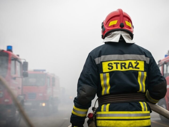 Pożar auta na Trasie Bursztynowej w Koninie: strażacy szybko w akcji