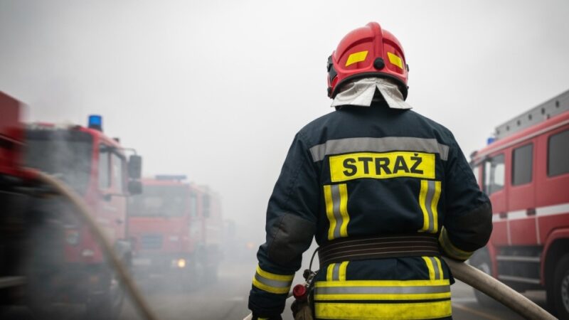 Pożar auta na Trasie Bursztynowej w Koninie: strażacy szybko w akcji